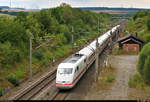 Nachschuss auf einen 401 als ICE 596 (Linie 11) von München Hbf nach Berlin Hbf (tief), der die Überleitstelle (Üst) Markgröningen Glems auf der Schnellfahrstrecke