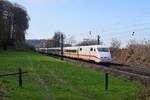 DB Fernverkehr Tz 107 (401 007/507)  Plattling  als ICE 1020 Regensburg Hbf - Kiel Hbf (Bohmte-Stirpe, 16.03.2020).