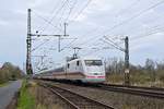 DB Fernverkehr Tz 186 (401 086/586)  Chur  mit Werbung  25 Jahre ICE in Kooperation mit SBB CFF FFS  als ICE 929 Kiel Hbf - Regensburg Hbf (bei Diepholz, 18.03.2020).