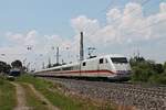 Nachschuss auf 401 588-9  Hildesheim , als dieser am Vormittag des 25.05.2019 durch den Bahnhof von Heiterhseim im Rheintal in Richtung Schweiz fuhr.