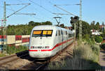 Nachschuss auf 401 003-9 (Tz 103  Neu-Ilsenburg ) als umgeleiteter ICE 579 (Linie 22) von Hamburg-Altona nach Stuttgart Hbf, der in Sachsenheim, Rodenweg, auf der Bahnstrecke