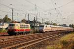 103 197-0 & ICE 401 bei der Ausfahrt in Solingen Hbf, September 2020.