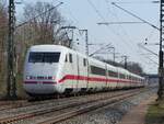 401 071 (nachlaufend 401 059) als ICE 1110 Stuttgart - Norddeich=Mole in Rheine=Bentlage, 12.03.2022