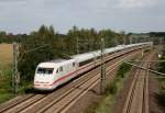 401 xxx als ICE 579 (Hamburg-Altona–Stuttgart Hbf) am 13.09.2011 zwischen Lauenbrck und Scheeel