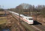 401 xxx als ICE 577 (Hamburg-Altona–Stuttgart Hbf) am 20.02.2012 zwischen Ashausen und Winsen (Luhe)