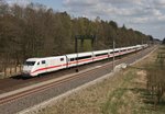 401 xxx als ICE 79 (Hamburg-Altona–Zrich HB) am 16.04.2015 zwischen Winsen (Luhe) und Radbruch