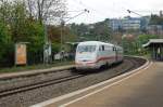 Ein unbekannt gebliebener Triebzug der BR 401 durcheilte am 8.5.2010 den Bahnhof Stuttgart-Feuerbach vom Hauptbahnhof her kommend.