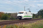 402 005 rollte am 24.09.20 ohne den üblichen Wagenpark durch Jeßnitz Richtung Bitterfeld.