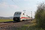 Nachschuss auf 402 045-9/808 010-3  Fontanestadt Neuruppin , als dieser am Nachmittag des 09.04.2020 als ICE 371 (Berlin Ostbahnhof - Basel Bad Bf) nördlich von Hügelheim über die KBS