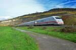 DB Fernverkehr 808 042/ 402 042  Bochum  sind zusammen mit 808 016/ 402 016  Dessau  auf dem Weg nach München kurz vor ihrem nächsten Halt in Würzburg Hbf.