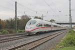 Nachschuss auf 403 020-1  Weil am Rhein , als dieser am 29.10.2016 alleine durch den Bahnhof von Müllheim (Baden) in Richtung Zielbahnhof Basel SBB fuhr.