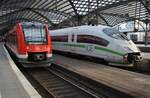 620 014-0 trifft am Morgen des 21.06.2021 als RB24 (RB10409)  Eifel-Bahn  nach Kall im Kölner Hauptbahnhof auf 403 558-0  St.