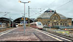 Außerplanmäßiges ICE-Treffen in Halle(Saale)Hbf auf Bahnsteig 8/9 mit einem 411 als unbekannter ICE nach Ostseebad Binz und 812 002 (Tz 9002), ebenfalls unerkannt geblieben.