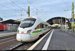 411 001-1 (Tz 1101  Neustadt an der Weinstraße ) als ICE 1630 (Linie 15) von Berlin Gesundbrunnen nach Frankfurt(Main)Hbf steht in Halle(Saale)Hbf auf Gleis 6.