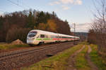 411 031  Trier  mit ICE 26 (Wien Hbf - Dortmund Hbf) bei Postbauer-Heng, 30.11.2019