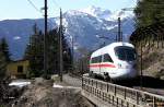 DB ICE-T 411 057 Zug  Innsbruck  als ICE 660 Wien - Bregenz, KBS 400 Innsbruck - Bludenz, fotografiert bei Einfahrt Bahnhof Wald am 24.03.2010 