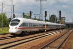 Hier 411 019-3  Meien  als Leerzug, bei der Durchfahrt am 1.7.2013 durch Berlin Schnefeld Flughafen, in Richtung Genshagener Heide.