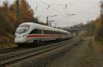 ICE 1505 ,,Marburg'' von Dresden nach Wiesbaden bei der Einfahrt in Fulda am 14.11.13