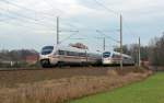 In Burgkemnitz begegnen sich am 18.01.14 der ICE 1608/1698 nach Berlin Hbf bzw.