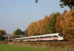 411 081 als ICE 2886 (Ersatzzug fr ICE 886, Mnchen Hbf–Hamburg-Altona) am 29.10.2011 zwischen Winsen (Luhe) und Ashausen