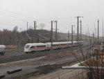 DB 411 074-8  Hansestadt Warburg  als ICE 1642 von Leipzig Hbf nach Frankfurt (M) Flughafen Fernbf, am 19.03.2016 am DB Werk Erfurt.