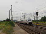 Der ICE 1549 von Frankfurt (M) Flughafen Fernbf nach Leipzig Hbf, am 11.07.2016 in Neudietendorf.