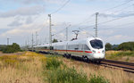 Eine frisch gewaschene Doppeleinheit der BR 411 war am 04.09.16 als ICE 1513 unterwegs von Binz nach München.