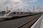 415 520-6  Gotha  und 411 077-1  Rathenow  erreichen am 13.5.2017 als ICE1559 von Wiesbaden Hauptbahnhof nach Dresden Hauptbahnhof den Leipziger Hauptbahnhof.