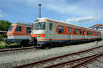 Die Triebzüge 420 501-9 und 614 005-7 der DB waren Anfang Juni 2019 im Verkehrsmuseum Nürnberg ausgestellt.