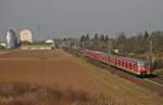 420 822 hat als S7 aus Frankfurt(Main)Hbf eben Riedstadt-Wolfskehlen verlassen und erreicht in Krze den Endhalt Riedstadt-Goddelau. 23.02.11