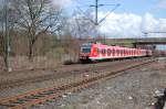 Am Samstag den 27.3.2010 verlsst eine Doppeleinheit bestehend aus den Triebwagen 422 021-6 und 422 022-4 den Bahnhof Korschenbroich mit dem Ziel Mnchengladbach HBF.