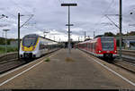 Während 8442 811 und 8442 808 (Bombardier Talent 2) der Abellio Rail Baden-Württemberg GmbH als RB 19517 (RB17a) von Pforzheim Hbf bzw.