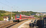 423-Doppeltraktion als S6 Stuttgart Schwabstraße-Weil der Stadt am 01.06.2021 bei der Einfahrt in Stuttgart-Zuffenhausen. 