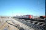 Ein Ausblick auf die kommende Saison: 423 092 + 184 am 29.12.07 bei -10 Grad als S1 nach Freising/Flughafen in Mnchen-Feldmoching