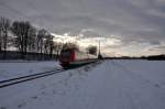 Bei sehr frischem Winterwetter am 08.02.2015 ein Nachschuss auf die BR 423 als S2 in Richtung Bahnhof Erdweg und Sonnenuntergang.