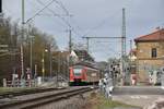 In Steinsfurt endet dieser aus Heidelberg kommende S5 Zug 425 607/107, der sturmbedingt seine Fahrt nach Eppingen nicht fortsetze konnte am Montag den 10.2.2020 da das Tief Sabine noch mit sehr starken Böhen über das Land fegte.