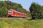 Am 21.09.2020 ist bei Wiesloch eine S4 der S-Bahn Rhein Neckar nach Bruchsal unterwegs.