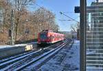 Aus Neckarelz kommt der 425 202  Neustadt an der Weinstraße  fährt als S1 nach Homburg Saar Hbf in Binau ein am Samstag den 13.2.2021