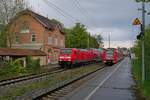 Außerplanmäßige Zugkreuzung im Bahnhof von Kressbronn.