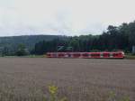 425 208/708 ist als S1 von Osterburken nach Homburg (Saar) am 05.08.2011 bei Landstuhl