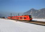 425 145 als RB nach Kufstein am 26.01.2013 bei Niederaudorf.