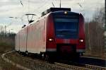 Gegenlichtaufnahme des 425 591-5 bei der Einfahrt in den Bahnhof Rheydt-Odenkirchen am Freitag den 21.2.2014