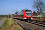 Triebzug 425 079-1 nach Aachen Hbf, am 24.2.2014 bei schönsten Fotowetter auf der KBS 485 Km 21,6 Rimburg Übach-Palenberg.