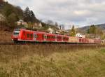 425 217-7 verlässt als S1 nach Homburg Saar Hbf gerade den HP Neckarhausen bei Neckarsteinach am Sonntag den 13.3.2016