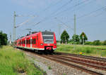 426 525 RB 33, Rhein-Niers-Bahn, auf der KBS 485 Km 34,2 muß das Gleis bei der Einfahrt in Lindern wechsel.
