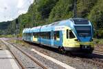 ALTENBEKEN (Kreis Paderborn), 26.07.2020, ET 8.03 der Eurobahn (immer noch im Outfit der Westfalenbahn) als RB 72 nach Paderborn Hbf bei der Ausfahrt aus dem Bahnhof Altenbeken