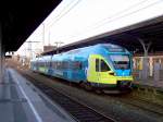 Ein FLIRT der Westfalenbahn (BR427  ET001 ) steht als WFB39628 auf der Fahrt von Bielefeld Hbf nach Bad Bentheim in Herford. 18.03.08