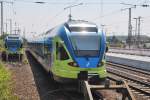 RHEINE (Kreis Steinfurt), 08.06.2013, ET 015 (BR 429) der Westfalenbahn auf dem Abstellgleis im Bahnhof Rheine, links hinten ET 003 (BR 427), ebenfalls abgestellt