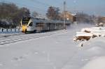 ET 5.03 der Eurobahn durchfhrt am 29.11.2010 als ERB 90099 von Mnster nach Warburg den Bbf Buke.