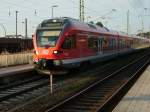 Flirt 429 028 am 09.August 2009 als RE 33220 Sassnitz-Rostock beim Verlassen von Bergen/Rgen.